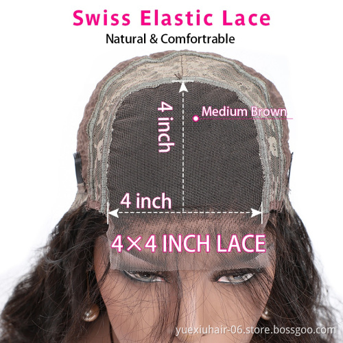 4*4 Human Lace Closure Wig Brazilian Virgin Human Hair Lace Wigs With Bangs Silky Straight